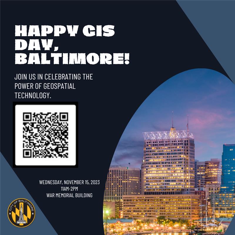 Baltimore, GIS Day returns this Wednesday! Join us for a day of exploring cutting-edge technology, GIS tools, maps, and applications used and created by Baltimore City.