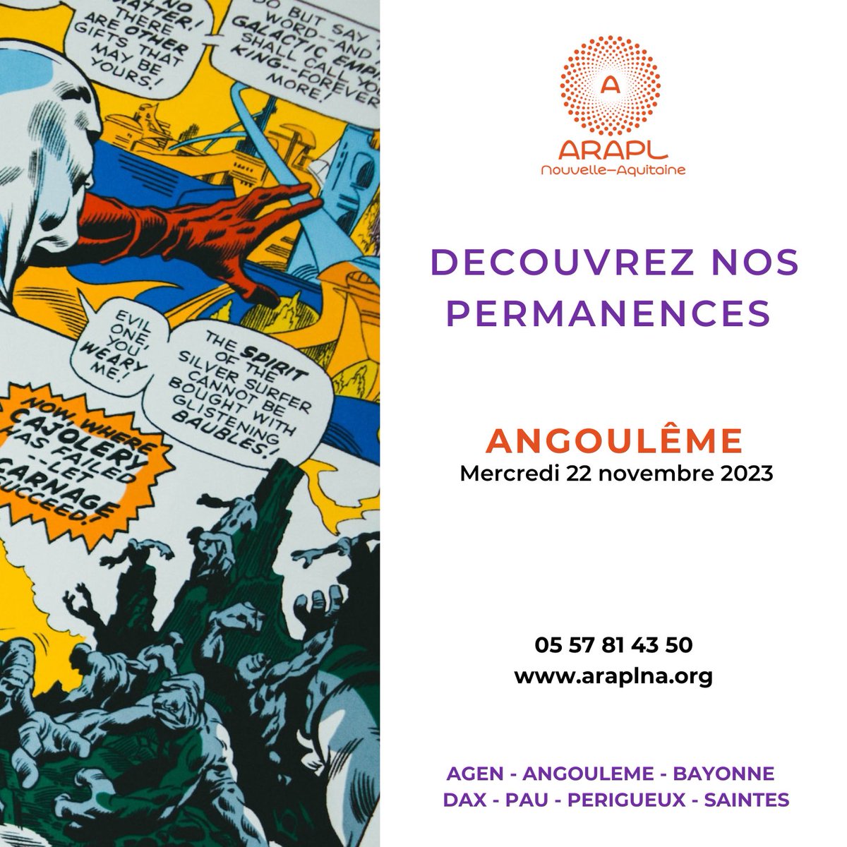 ARAPLNA's tweet photo. Vous désirez rencontrer l’un de nos collaborateurs hors de Bordeaux ? sur rdv, dans toute la Région Nouvelle Aquitaine : Saintes, Angoulême, Périgueux, Agen, Bayonne, Pau et Dax
Voir le calendrier
👉 https://t.co/m9slpaCW9X
et inscrivez-vous au 05 57 81 43 50 https://t.co/hk1bCUpEqc