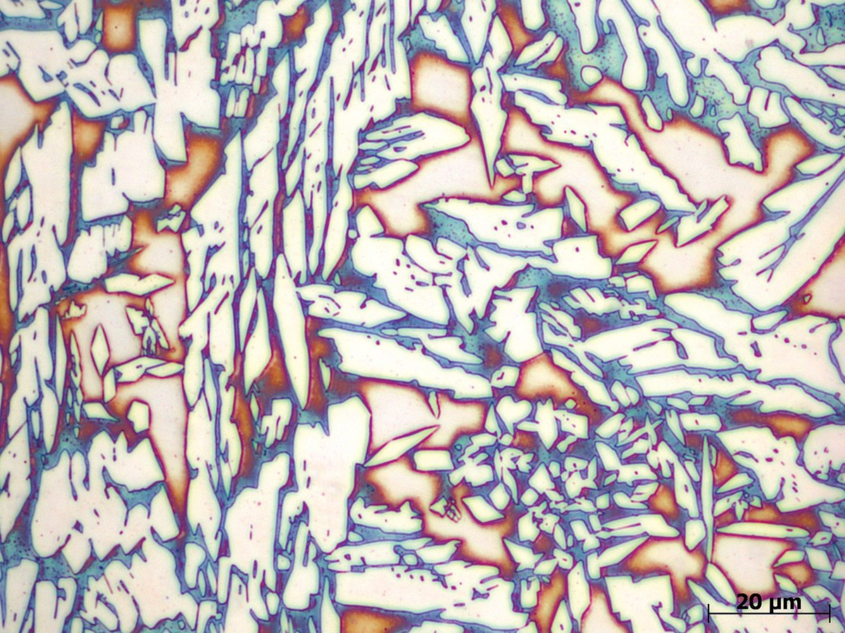 alliedhightech's tweet image. Just looking at this icy material is making the temperature outside come down!
Frosty? Nope – this is a weld region of duplex stainless steel and is featured in the production of steel pipes like these!
hubs.la/Q028GL560 #metallography #microscope #micrography