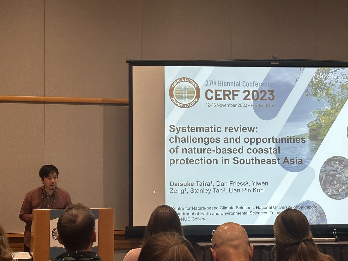Great presentation by <a href="/daisuke_taira/">Daisuke Taira</a> <a href="/NUSCNCS/">NUS CNCS</a> at #CERF2023, introducing nature-based coastal protection in Southeast Asia! #mangrovesareawesome