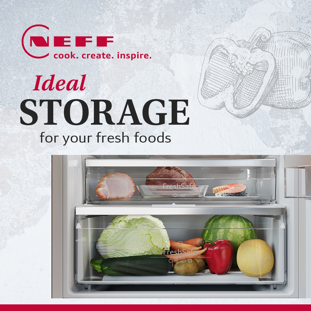 NEFF’s Fresh Safe drawers make food storage flexible. With separately cooled sections for vegetables, and meat and fish. All kept fresh at the ideal temperature.

Ask us for more information

#KDHElectrical  #NEFFPassion