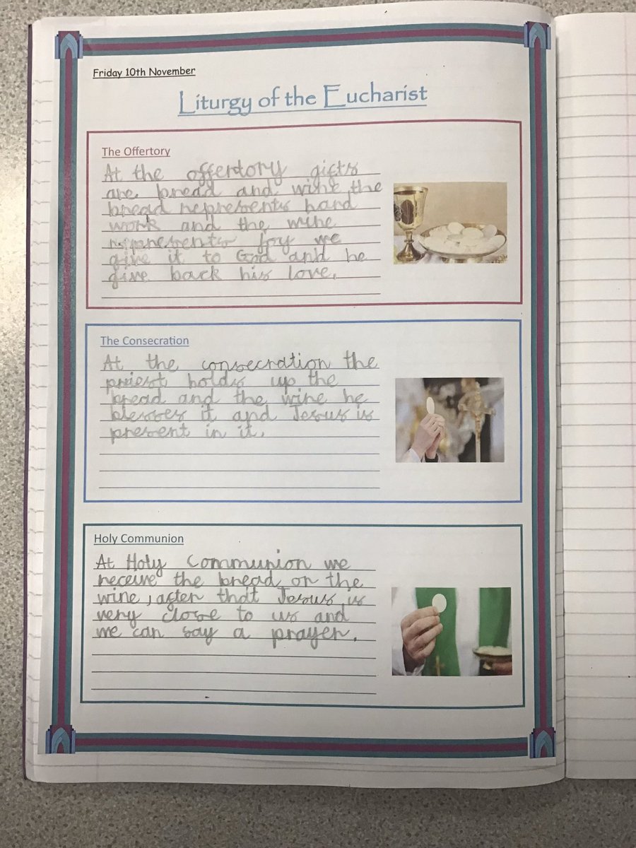 Y3SJV's tweet photo. In RE, 3B have been learning about the ‘Liturgy of the Word’ and the ‘Liturgy of the Eucharist’. #SJVRE https://t.co/fOwIt9yfpu
