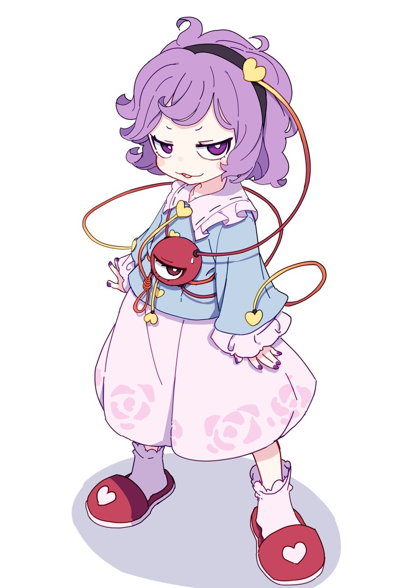 komeiji satori 1girl third eye solo shirt skirt slippers short hair  illustration images