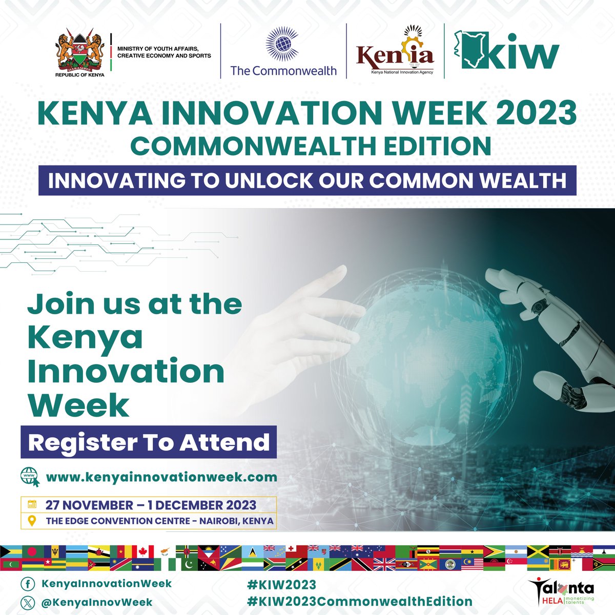 KENIAupdates's tweet image. Ready to fuel Kenya&apos;s innovation wave? Join us at Kenya Innovation Week 2023- Commonwealth Edition and be part of the future! Register now at kenyainnovationweek.com and let&apos;s shape tomorrow together

#KIW2023CommonwealthEdition  #KIW2023