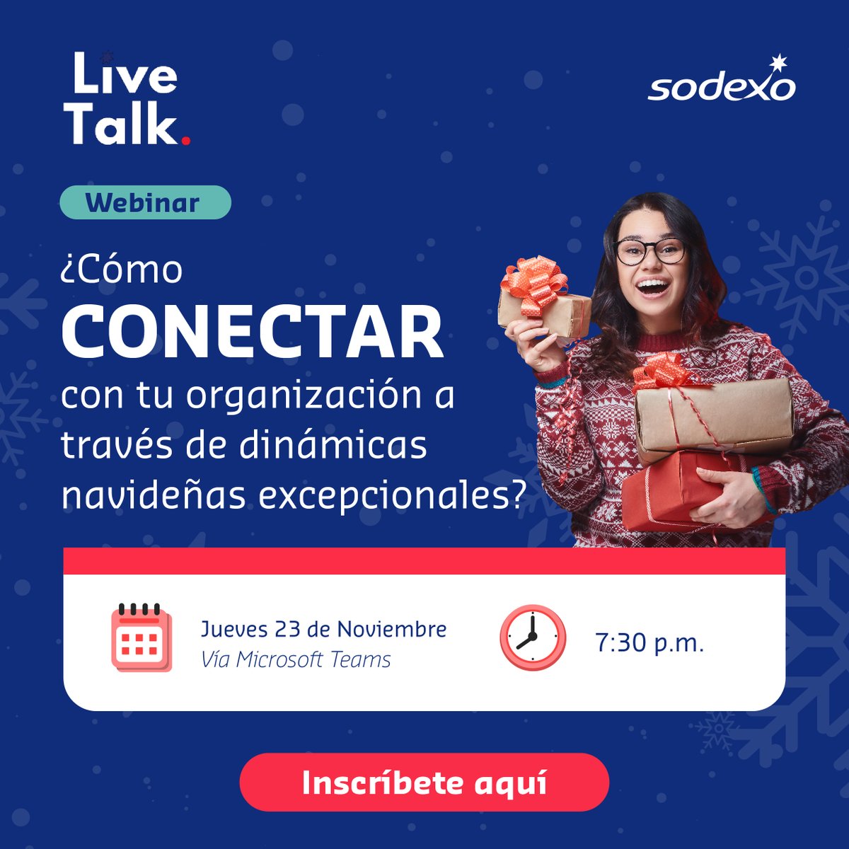 CamaraArequipa's tweet photo. ¡Live Talk gratuito! Conoce cómo elevar la motivación y la integración de tus colaboradores durante la temporada navideña, actúa ahora y genera un cambio positivo en tu organización.

Inscríbete aquí https://t.co/NA46esIYWw https://t.co/XXy4dc0Z4z