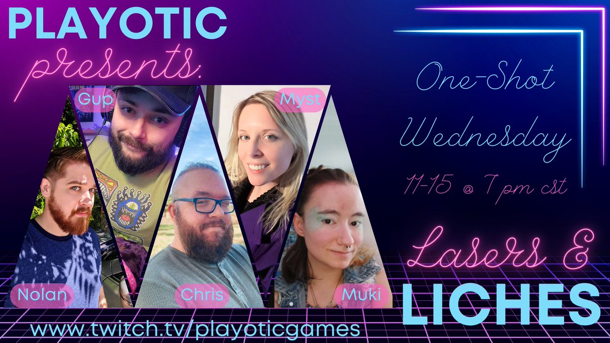 It has been over a year since I ran <a href="/LasersAndLiches/">Lasers & Liches</a> on <a href="/playoticgames/">Playotic Games</a> .. I have longed for the retroverse ... Well, Wednesday I shall return, even if but for a fleeting moment! Chris from @WEvindale will be joining our rambunctious cast for the evening! #dnd #ttrpg