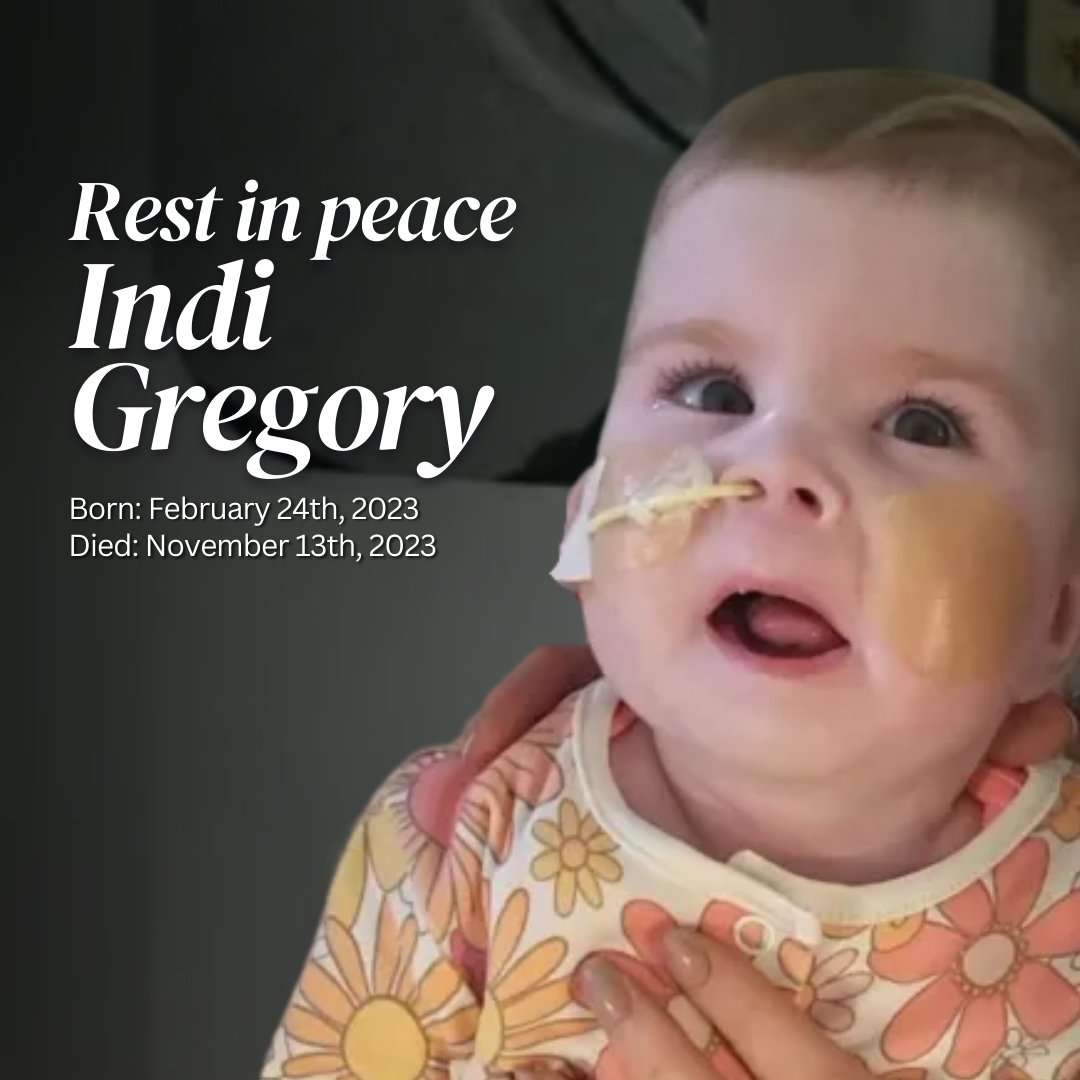 cnalive's tweet photo. Indi Gregory died a few hours ago on Monday, November 13th, 2023. Rest In Peace baby girl. Let's pray for this sweet baby and her parents. https://t.co/kCTb4Pmmz4 https://t.co/8hC3NKGW9n