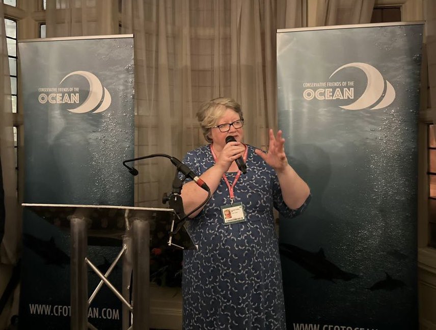 Thank you @theresecoffey for your unwavering commitment to our oceans as Secretary of State for Environment 🌊 We were thrilled to welcome you to our Conservative Party Conference reception, where your remarks on the UK's Blue Belt Programme truly inspired us 💙 #Reshuffle