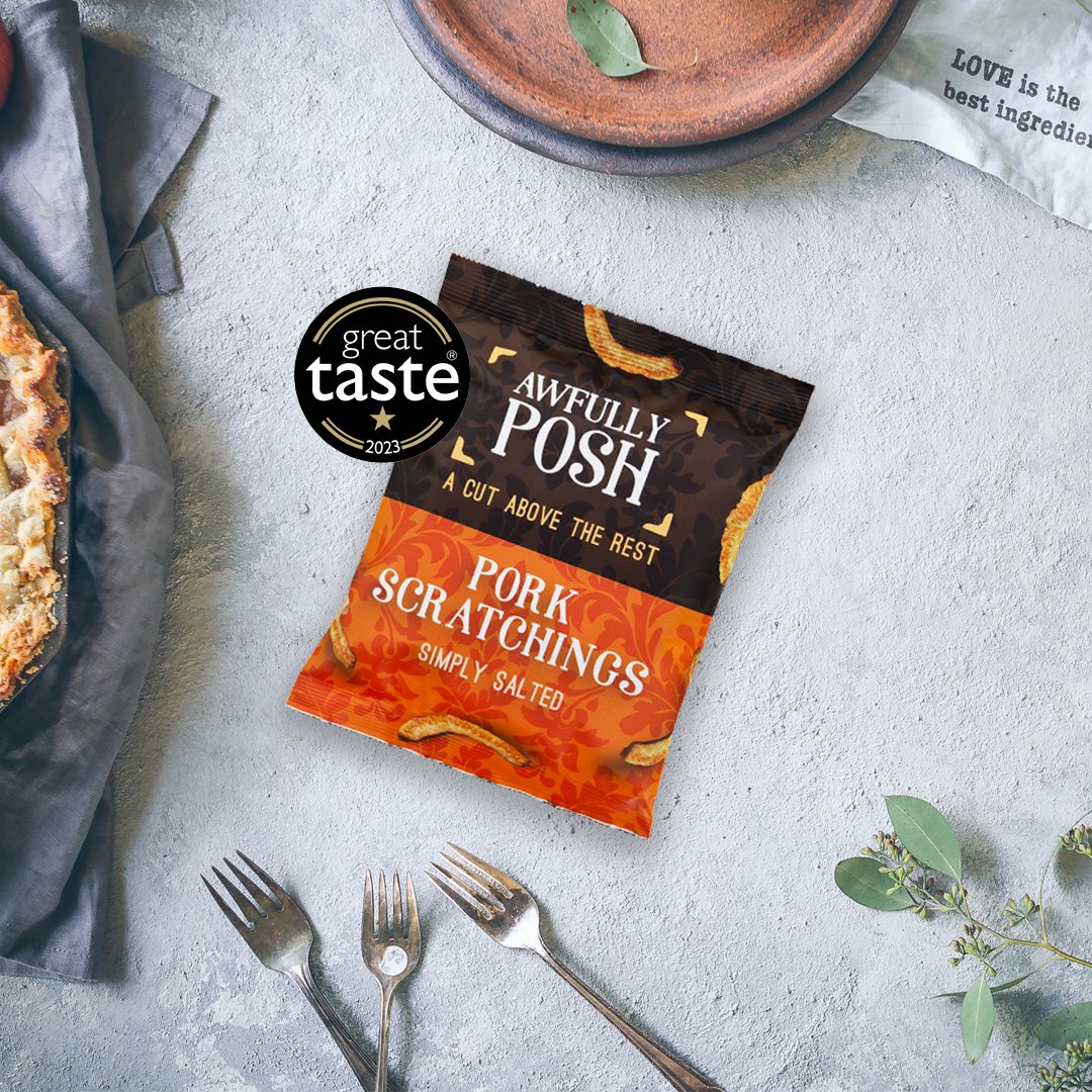 AwfullyPosh's tweet photo. The ONLY Pork Scratching to win a Great Taste Award in 2023. https://t.co/KjJIUsGjhT