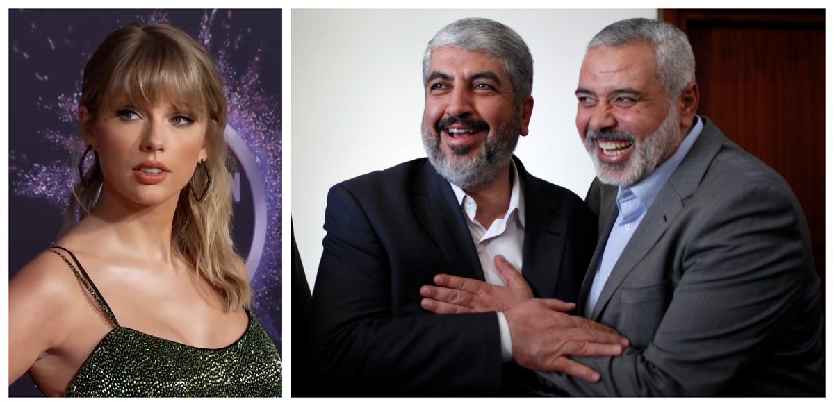 Taylor Swift has a net worth of $1 billion, thanks to her fans. Top two Hamas leaders, Haniyeh and Mashal, have a net worth of $4 billion and $5 billion, thanks to international “humanitarian aid”. They live in Qatar 🇶🇦 with their families. Dying in Gaza is only for peasants.