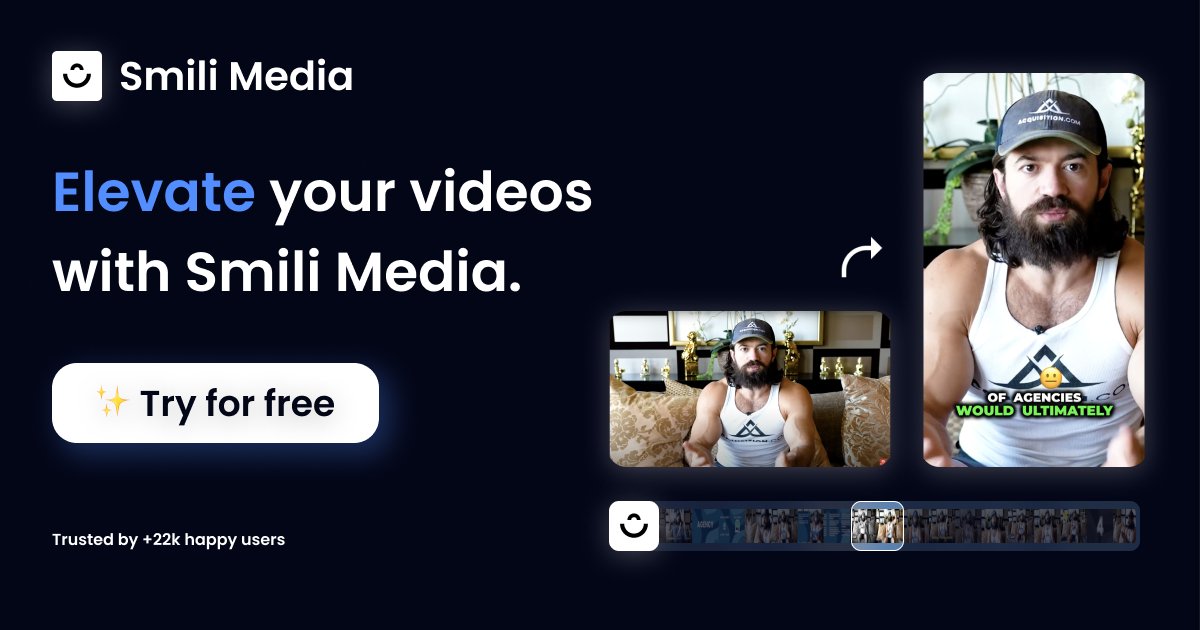 🚀 Revolutionize your content creation with Smili Media! 🎥✨

Learn how our AI-powered video editing software makes it easy to turn YouTube videos into captivating clips in the blink of an eye.

🌐 Explore Smili Media now: smilimedia.com