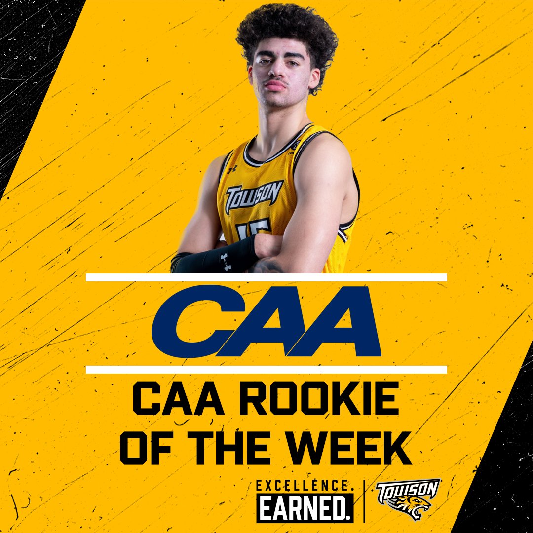 Tyler Tejada has earned CAA Rookie of the Week honors!

towsontigers.com/news/2023/11/1…

#GohTigers