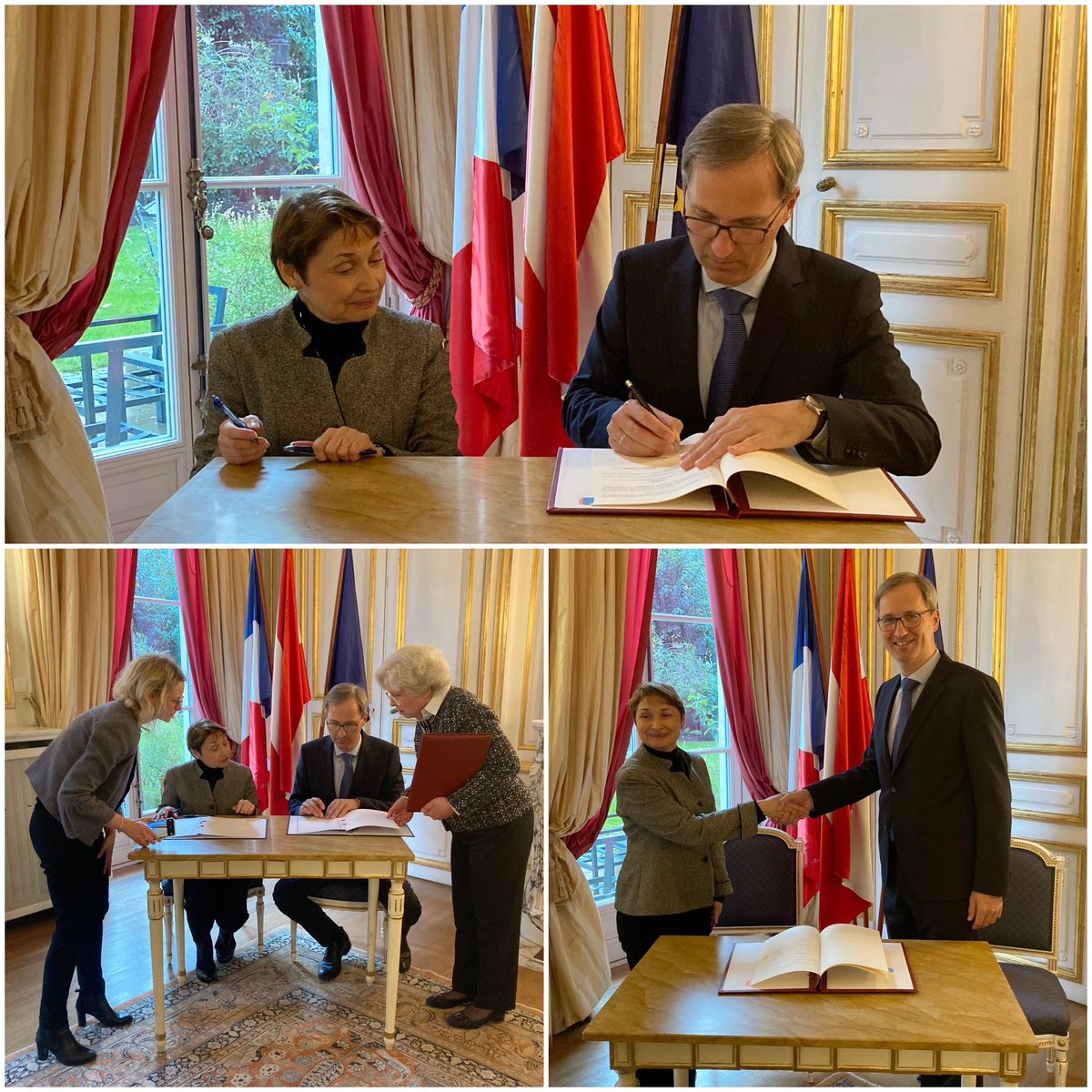 Signature officielle de l’accord sur les privilèges &amp; immunités entre l’Autriche 🇦🇹 et <a href="/INTERPOL_HQ/">INTERPOL</a> pour l'AG prévue à Vienne du 23 nov. au 1er déc. à l'occasion du centenaire de l'organisation. Saviez-vous que l’ancêtre d’INTERPOL, la C.I.P.C., a été fondée à #Vienne en 1923 ?