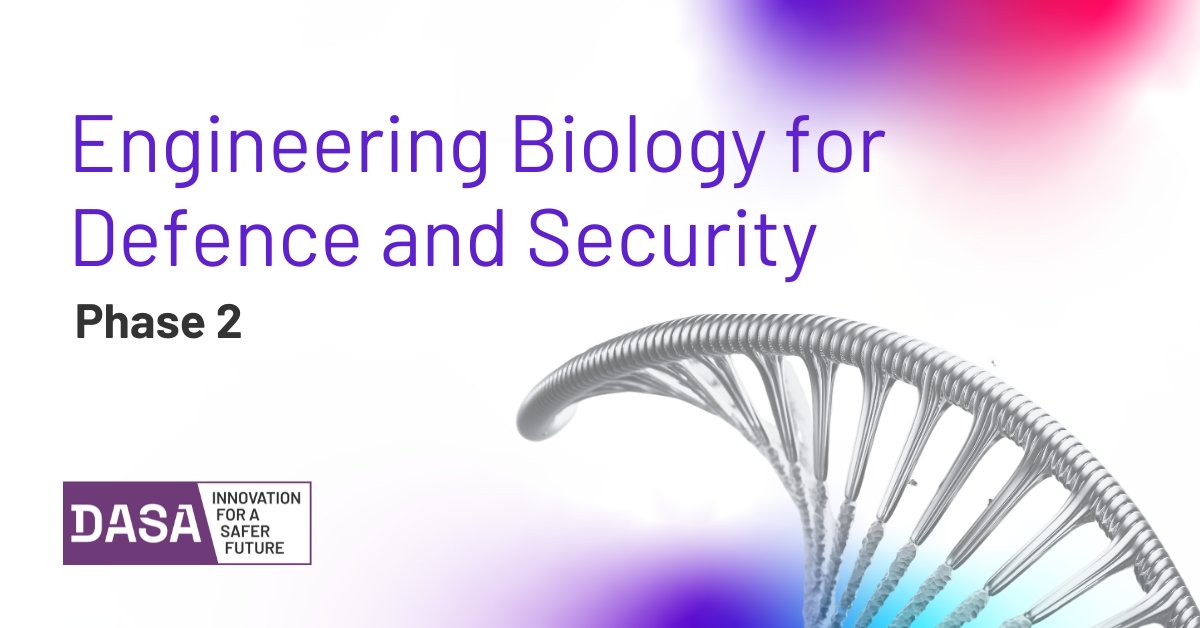 📅If you're interested in our latest Themed Competition: Engineering Biology for Defence and Security Phase 2, why not sign up for the Q&A webinar which is taking place a week today on Monday 20 November at 10am (GMT)? ✏️Sign up here: ow.ly/HF6j50Q32Mx