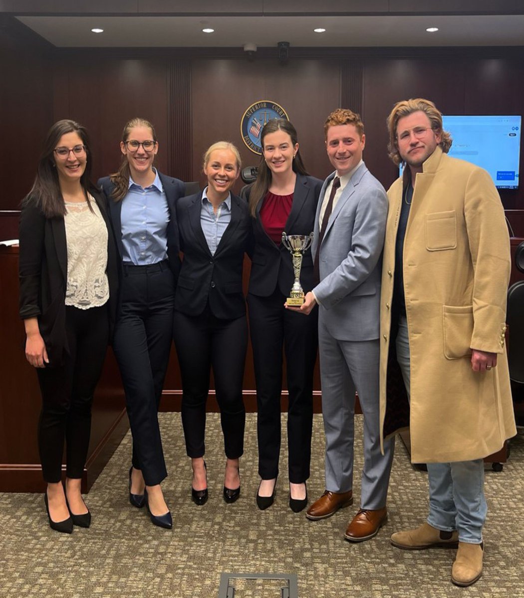 Villanova_Law's tweet photo. The #VillanovaLaw National Trial Team recently finished second at the @GeorgetownLaw White Collar Crime Invitational led by Dan Goldfield ’24, Kelsey McCafferty ’25, Grace Mezzanotte ’25 &amp; Abby Morris ’25. Morris also earned an honorable mention for the Best Advocate Award https://t.co/GIjczXfiQQ
