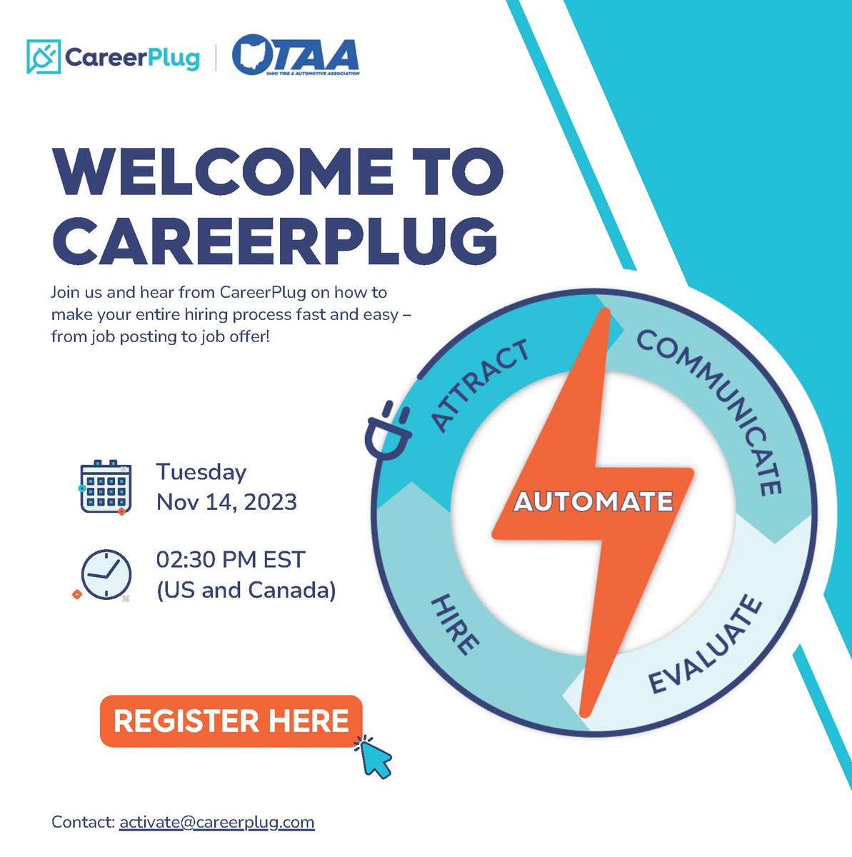 Friendly reminder to join us tomorrow for a webinar where members can learn all about our new partnership with <a href="/CareerPlug/">CareerPlug</a> and how it can address their hiring needs!
