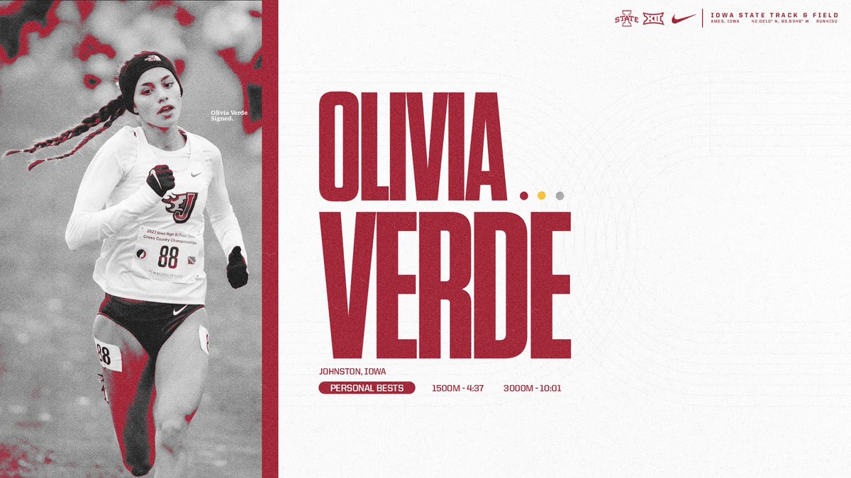 CycloneTrackXC's tweet photo. Welcome to the Cyclone Family, Olivia!

‣ Iowa State XC Runner Up
‣ 1,500 PR // 4:37
‣ 3,000 PR // 10:01

#Run4ISU https://t.co/VIGyL47Gse
