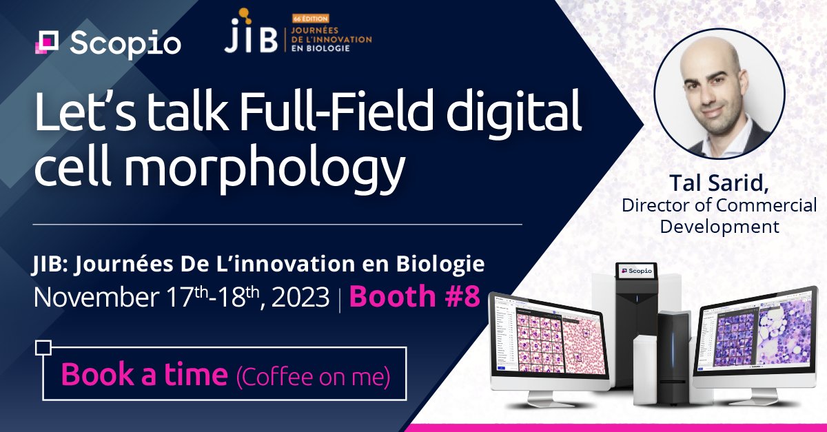 We're joining the medical biology community of professionals at our first JiB (Journees de L'Innovation en Biologie) in Paris this week. Reserve time here: bit.ly/jibscopio to look at Full-Field digital cell morphology and the benefits of built-in remote capability.