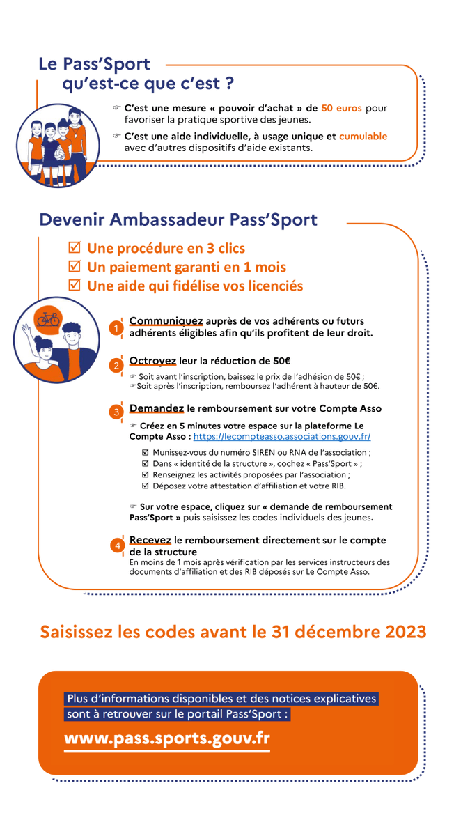 cdos94's tweet image. 📢 𝐃𝐞𝐯𝐞𝐧𝐞𝐳 𝐀𝐦𝐛𝐚𝐬𝐬𝐚𝐝𝐞𝐮𝐫 𝐏𝐚𝐬𝐬'𝐒𝐩𝐨𝐫𝐭 ! 🏃‍♀️

⬇ Retrouvez l’intégralité des informations concernant ce dispositif sur le flyer ci-dessous ⬇

➡ Plus d’informations sur le site Pass’Sport : pass.sports.gouv.fr

#PassSport #Pass #Sport #association #club