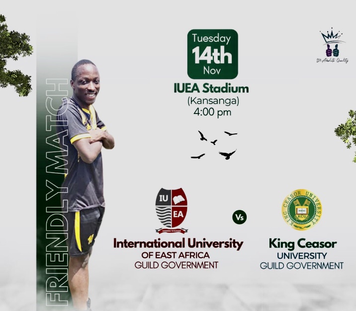 📣 Exciting news! Our 5th guild government faces off against the International University of East Africa in a friendly match on Tuesday, 14th November at IUEA. Join us for a lively and interactive session –your support means a lot! 🏆⚽ #GuildMatch #SupportOurTeam #IUEAvsKCUGuild