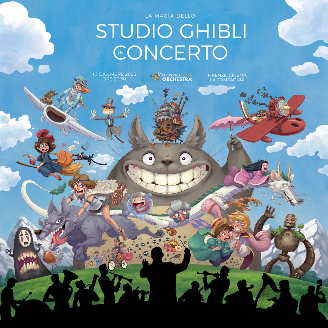 Ecco la copertina ufficiale dell'evento della <a href="/FlorencePops/">Florence Pops Orchestra</a> Orchestra che si terrà il 13 dicembre alle ore 20.30 al Cinema La Compagnia di Firenze, un'iniziativa alla quale abbiamo il grande piacere di collaborare.
Partecipate numerosi!
#studioghibli #miyazaki #concerto