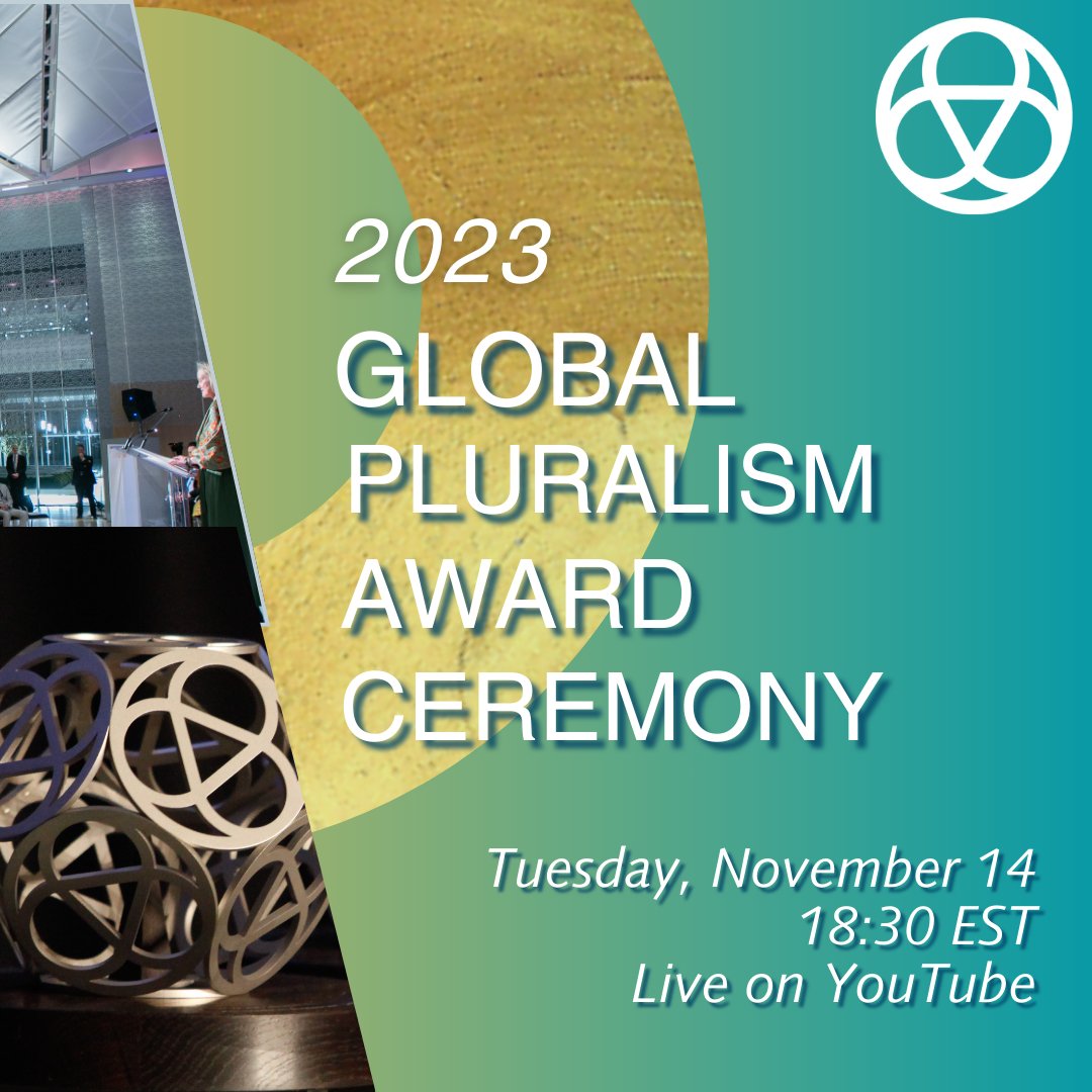 🏆 Join us tomorrow at 18:30 EST for the 2023 Global Pluralism Award Ceremony! 🎉

Tune in to the ceremony live cast to help us celebrate global champions of diversity and inclusion: ow.ly/74F750Q73ev

#PluralismAward2023