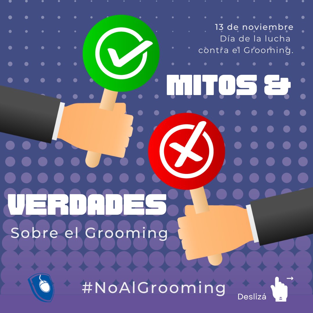 arg_cibersegura's tweet photo. Mitos y verdades sobre el #Grooming ✅❌

Hoy, en el día de la lucha contra el Grooming, traemos un hilo para derribar los mitos más comunes sobre este delito para estar siempre bien informados 👇

#NoalGrooming https://t.co/x2HZHCpn2R