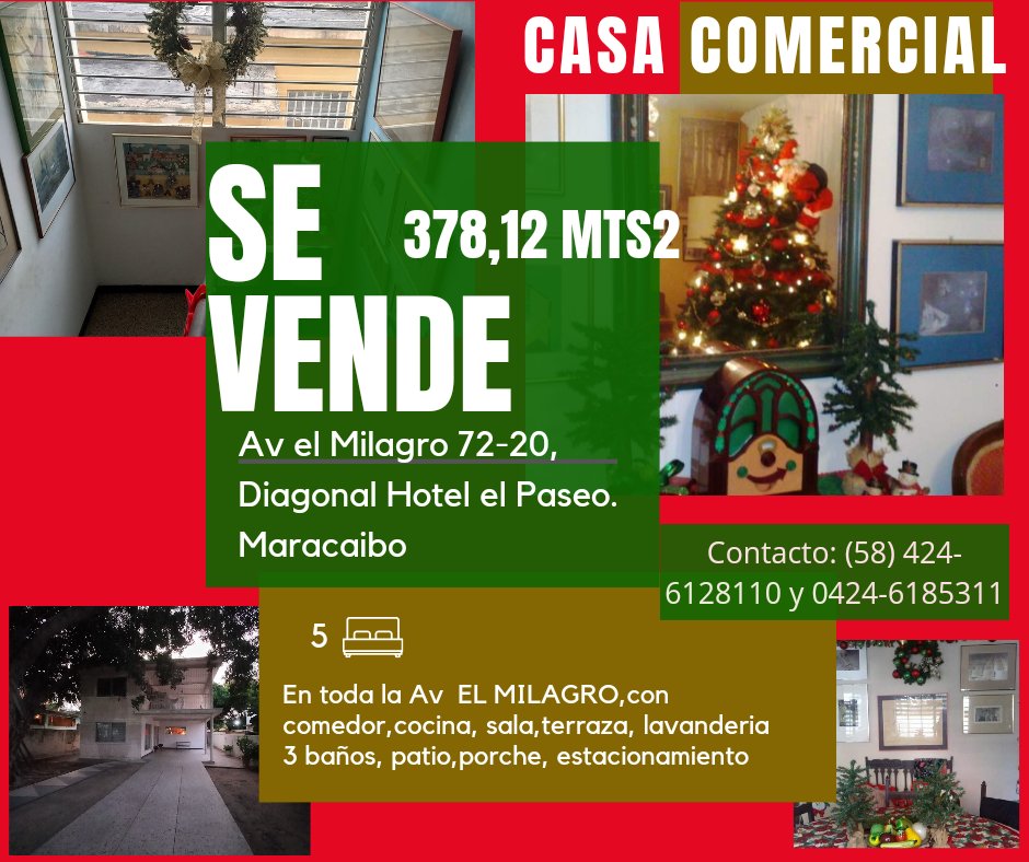 serrot55j's tweet photo. Se vende propiedad ideal para emprender un negocio o vivirla en toda la avenida el Milagro, frente a Cotorrera, diagonal Hotel El Paseo.Información en el +58 424-6128110 #Maritzaimagina https://t.co/A0w3StBuDO