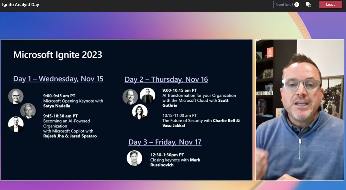 pnashawaty's tweet photo. Attending @Microsoft #ignite2023 #analystday and discussing the highlights on the upcoming keynotes @daveforstrom kicks off the day with what's coming.
#Copilot #data #Analytics #transformbusiness #msignite https://t.co/0YPELyH1P7