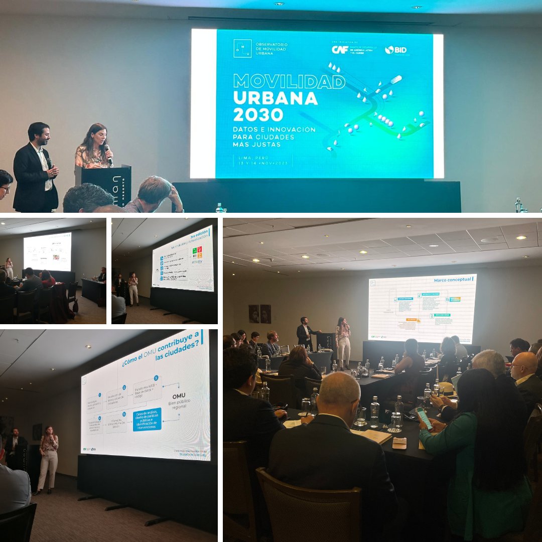 🌟 Desde Lima (🇵🇪), en el marco del evento Movilidad Urbana 2030, <a href="/catu_Vanoli/">Catalina Vanoli</a> de <a href="/AgendaCAF/">CAF</a>, junto a @Cris_J_M de <a href="/el_BID/">Banco Interamericano de Desarrollo</a>, destacan el lanzamiento de la 3ra edición del Observatorio de Movilidad Urbana (#OMU), para explorar avances y retos en la movilidad urbana en América