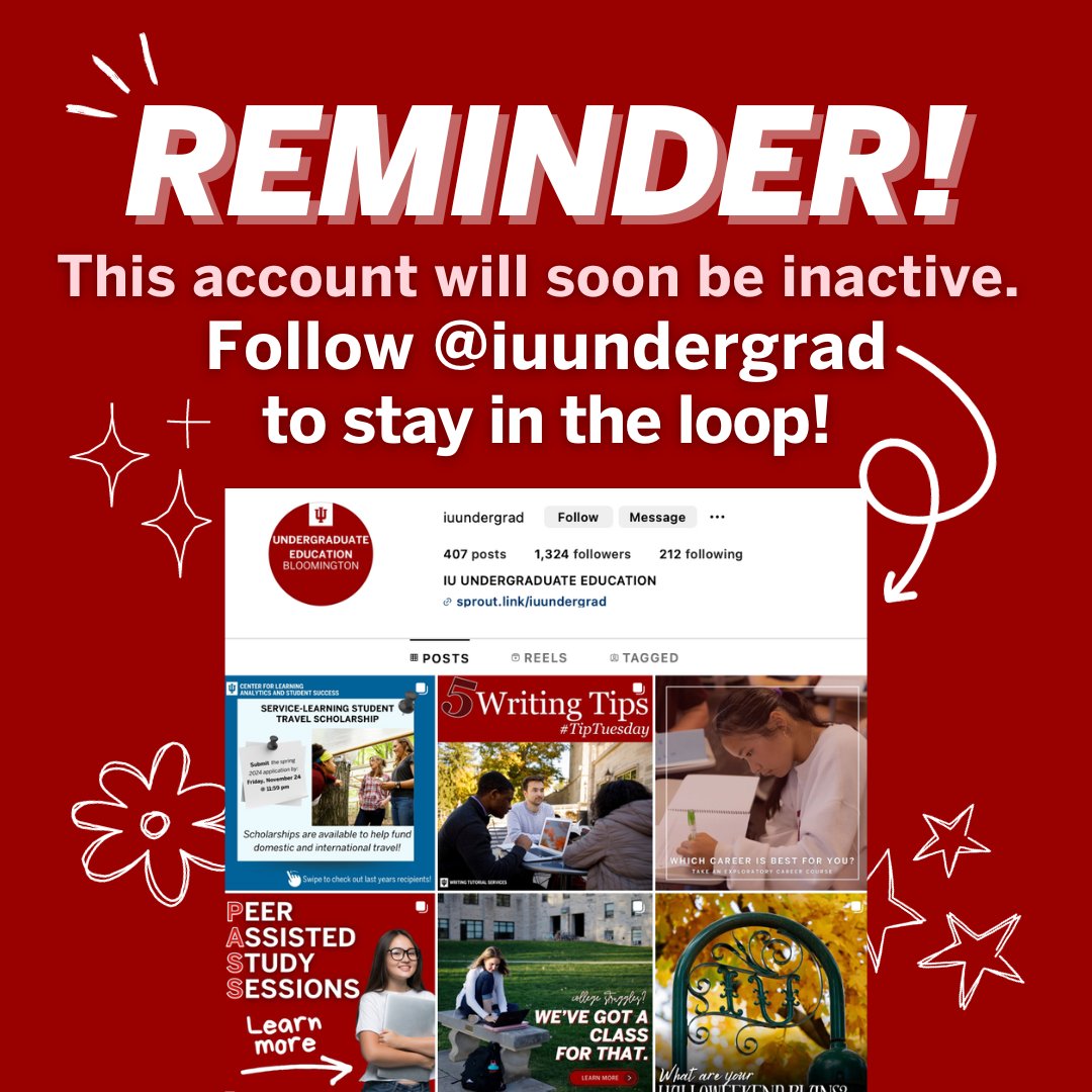 Reminder! This account will soon be inactive. To stay connected with Hutton Honors College, follow us on instagram here: go.iu.edu/4Rai