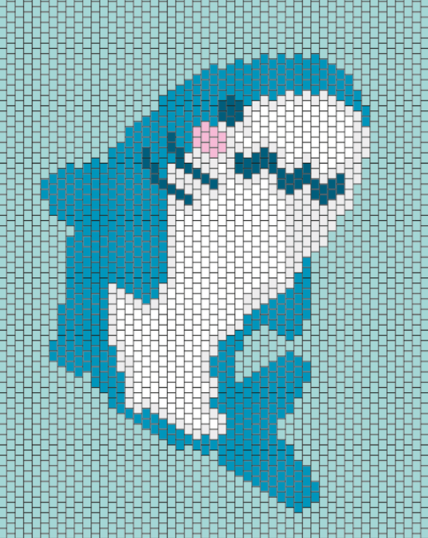 Made this shark from <a href="/acorviart/">acorviart 🍳 on bsky</a> 's banner of sharks. they are so amazingly cute I had to ❤️Love your art

#acorviart #shark #beads #handmade #homemadepattern