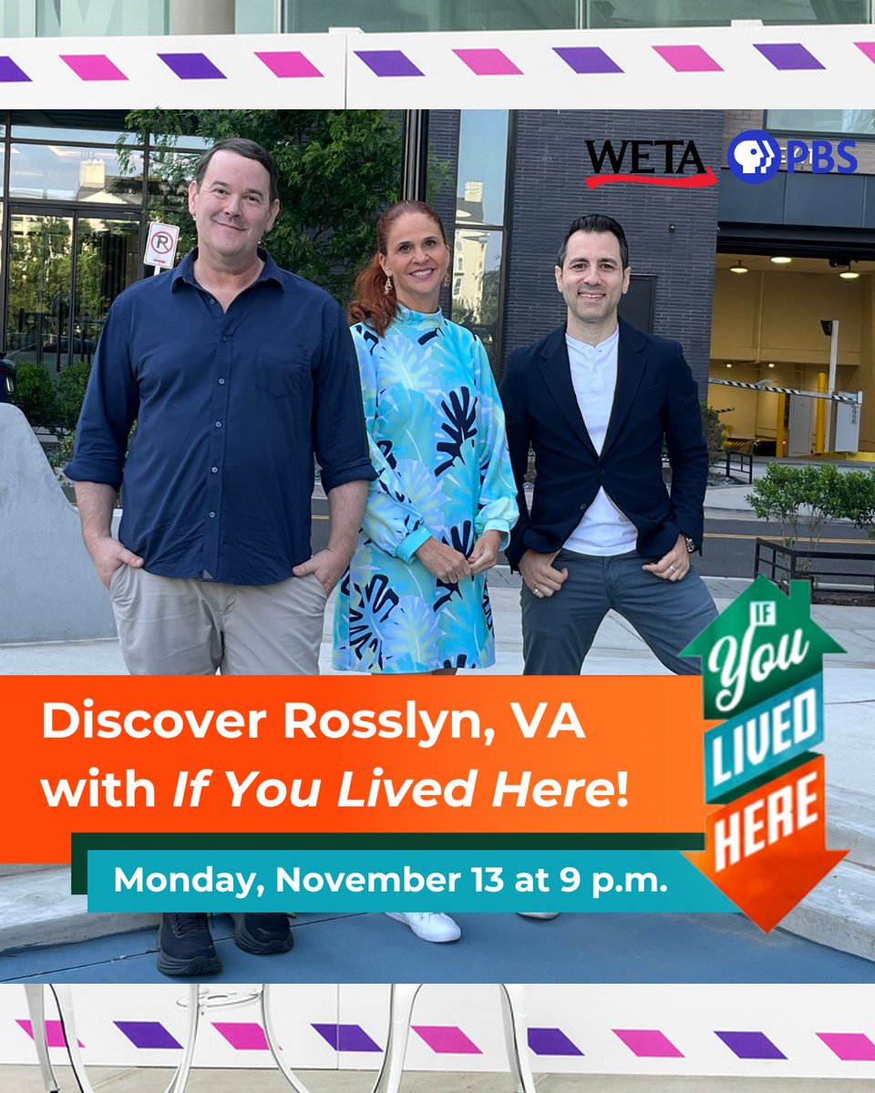 🏘️ Watch #IfYouLivedHere featuring Rosslyn tonight, 11/13, at 9PM on @WETAtvfm PBS and at 8PM on WETA Metro, or stream with the free PBS app! Guided by realtor Aiden Berri, join hosts John and Christine as they explore three properties in Rosslyn: weta.org/watch/shows/if…