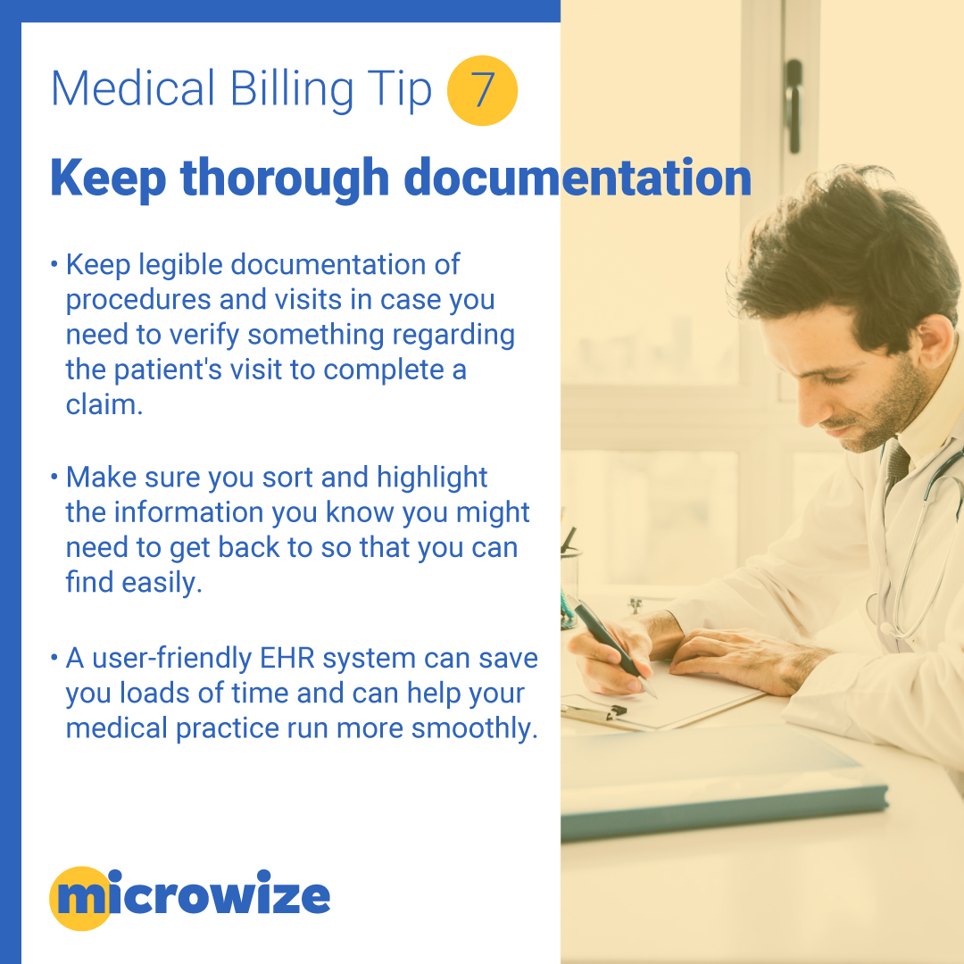 microwize's tweet image. Medical Billing Tips: Tip #7
📝 Keep Thorough Documentation
One small error can lead to claim denials or delays.
Stay diligent, stay organized, and remember, in medical billing, every detail counts! 🔍✍️
 
#MedicalBillingTips #PrecisionInPractice #MicrowizeWisdom #TipOfTheWeek