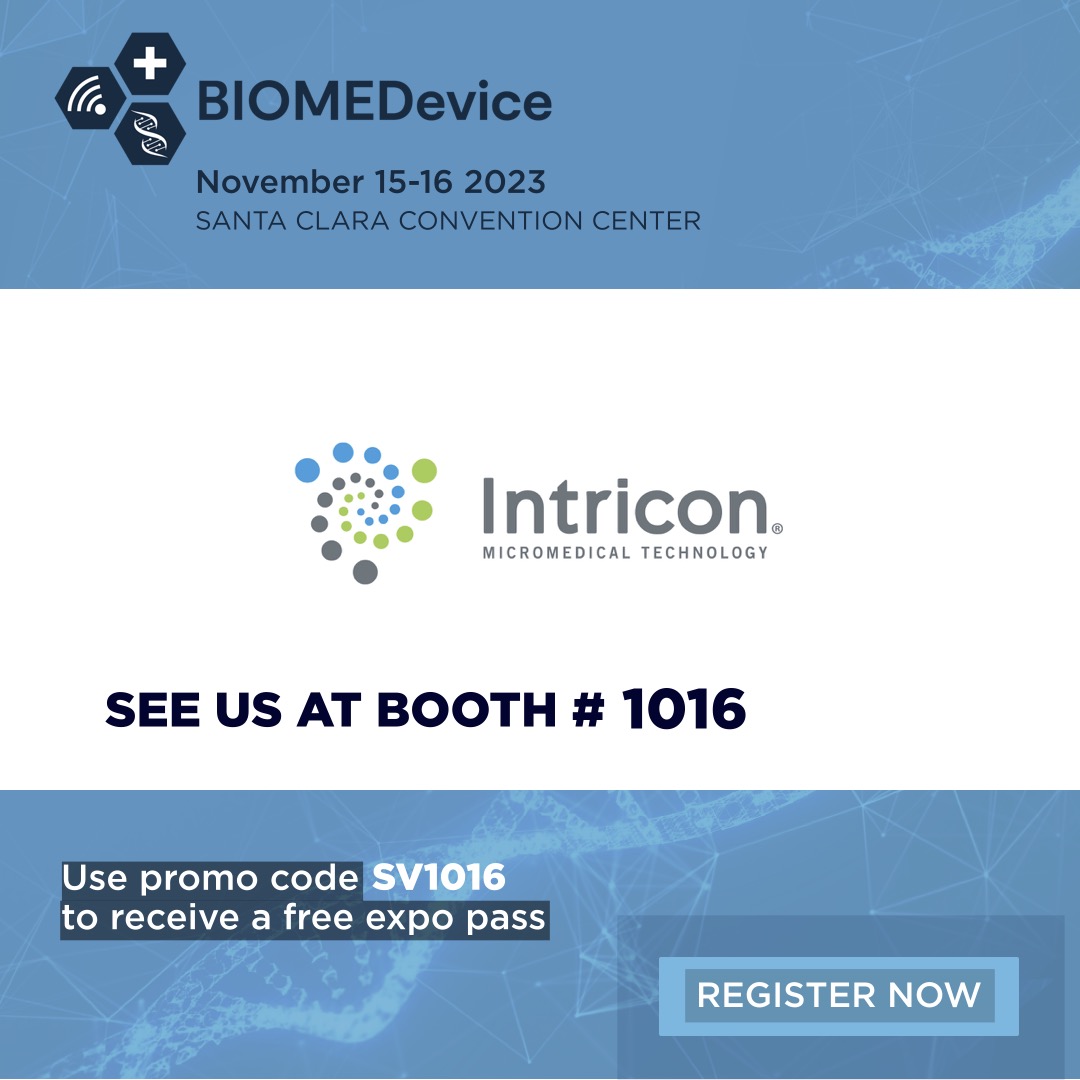 Intricon1's tweet photo. @Intricon1 is thrilled to announce we are exhibiting at the @MDM_Events Show in San Jose this Wednesday Nov 15 and Thursday Nov 16. Don't miss the chance to learn how #Intricon can empower your #medicaldevice development and maufacturing journey. Visit us at Booth 1016! https://t.co/R7UWnSq3VY