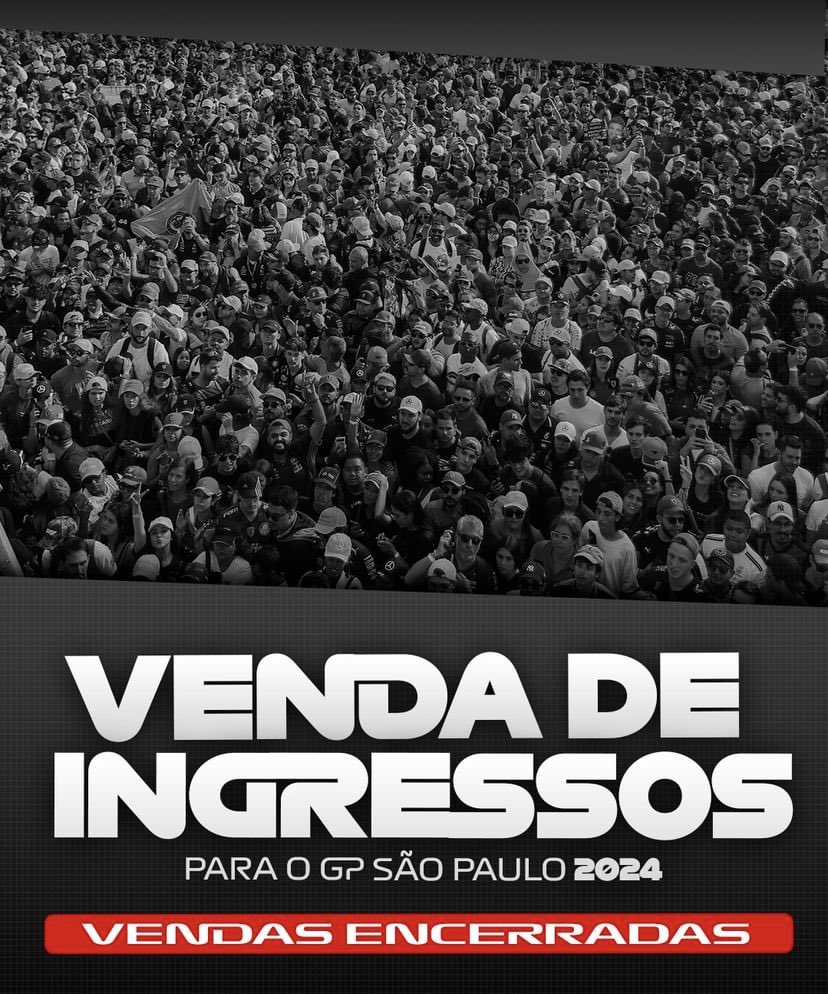 blog_formula1's tweet photo. 🚨 VENDAS ENCERRADAS 🚨

A venda de ingressos para o GP de São Paulo de 2024 está encerrada. https://t.co/LxMvNKGaDf