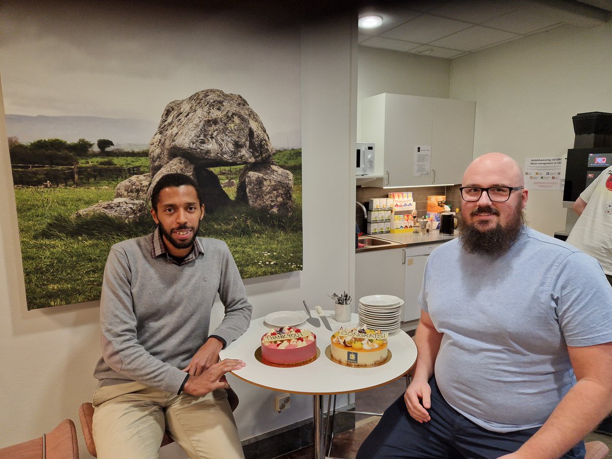 Saying goodbye and celebrating achievements with <a href="/RickardHammarn/">Rickard Hammarén</a> <a href="/CesarFortesLima/">Cesar Fortes-Lima</a> and <a href="/co_burgarella/">Concetta Burgarella</a> (not on photo but attending via zoom). Thank you so much for all your valuable contributions to the group. Best of luck in your new positions!