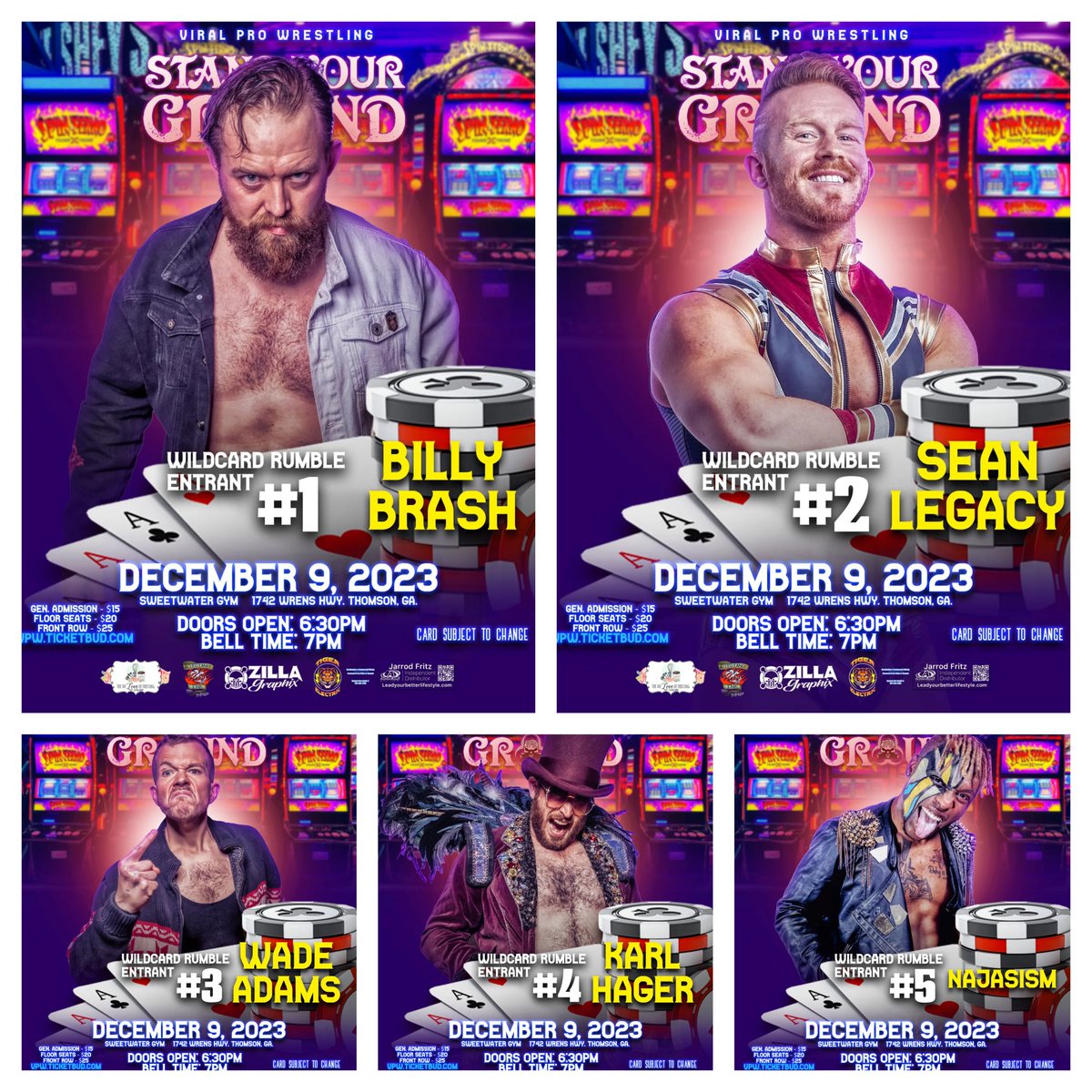 Now that the first 5 Entrants have been announced. Who else will show up in the Wildcard Rumble? Find out December 9th at Viral Pro Wrestling: Stand Your Ground!

Get Tickets: vpw.ticketbud.com/viral-pro-wres…