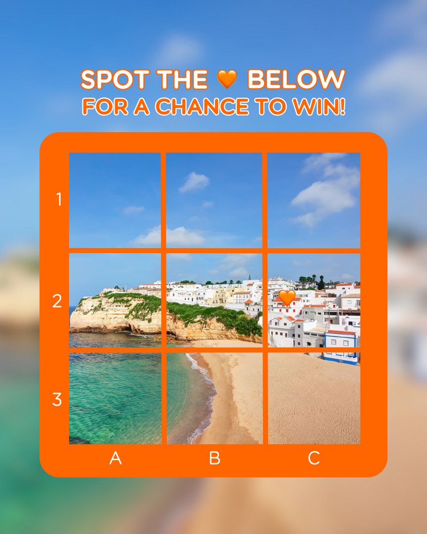 If you spot the 🧡 in this image you could #WIN £250 of easyJet holiday's credit towards your next #holiday 🗺 To enter... 🔸 Follow @easyJetholidays 🔸 Reply which square the 🧡 is in (e.g A1) 🔸 Tag a friend More chances to win every Monday 👀🔍 Good luck ✈️