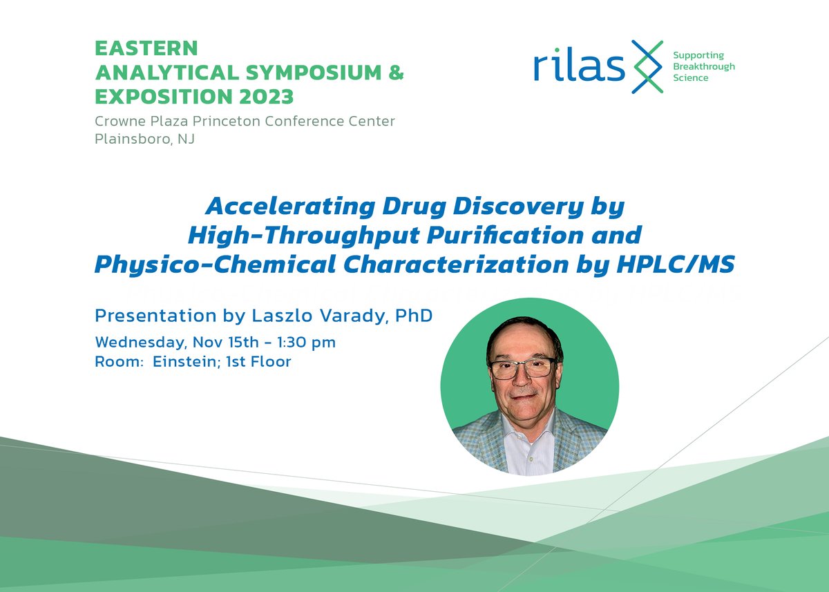 rilastech's tweet photo. Our very own Laszlo Varady will be giving a presentation at this year's EAS!
EAS Info: https://t.co/jiUOXi9wEC
Rilas: https://t.co/c9RyusZzVl
#eas2023 #analyticalchemistry #medchem #drugdiscovery #physchem #purification #smallmolecules #biomolecules #separationsciences #hplc https://t.co/qXBfvPRoQC