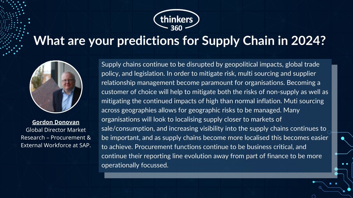 What are your predictions for Supply Chain in 2024?

Check out these insights from @gdonovan1971 and other top #B2BInfluencers and #Thoughtleaders 

thinkers360.com/thinkers360-pr…

#SupplyChain #2024Predictions #Thinkers360Predictions #B2BInfluencer #ThoughtLeaders