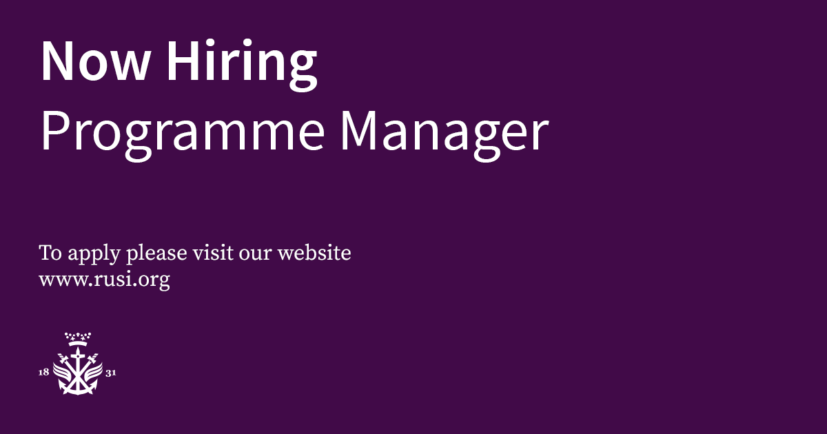 #HIRING Want to work with us? We're looking to hire a new Programme Manager to join the @ISS_RUSI team at RUSI and ensure it has the necessary support for the successful delivery of its research, events, and communications. Find out more here: bit.ly/463OmJi