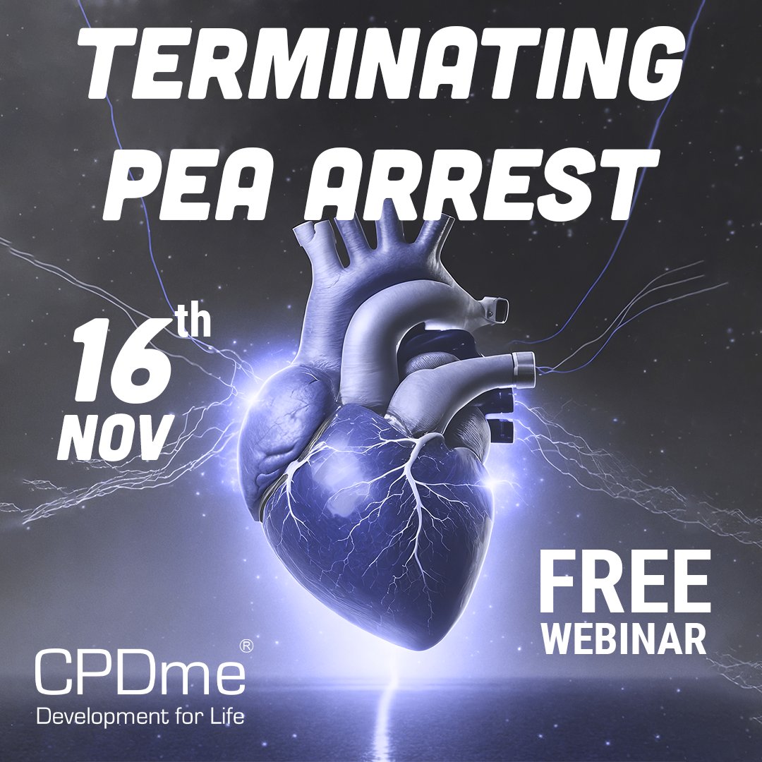 cpdme's tweet image. Terminating PEA arrest: whats the evidence? Free webinar with @MRDS999
 -------------------------------------
sign up here- cpdme.com/webinar

#pea #heart #terminating #cpdme #cpd #learn #free #share #post #like #fyp #viral #character
