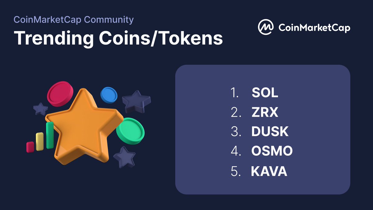 Start off the new week with Trending Coin/Tokens on #CMCCommunity! 🔥

$SOL
$ZRX
$DUSK
$OSMO
$KAVA

👀 Do you #HODL any of these? 
👉 Share with us: coinmarketcap.com/community