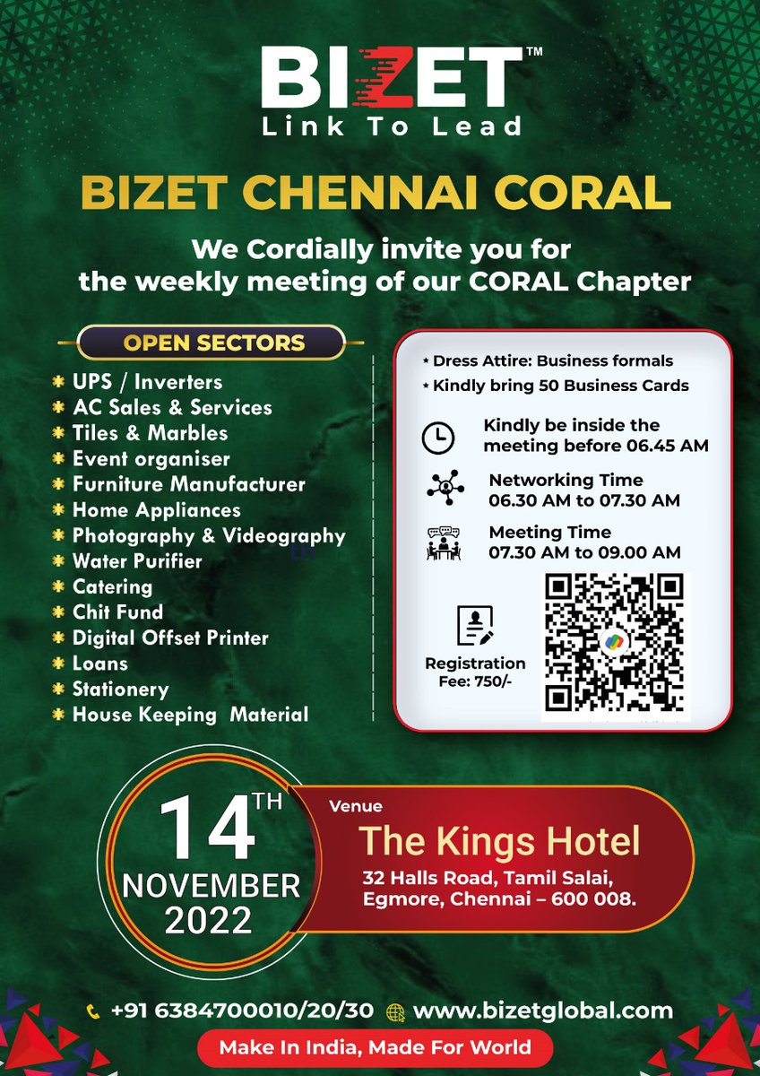 BizetGlobal's tweet image. BIZET CHENNAI CORAL (Thursday Chapter Invite)
bizetglobal.com
#BusinessForumMeeting #NetworkingEvent #ProfessionalGathering #IndustryInsights #CollaborationOpportunity #BusinessLeaders #WorldKindnessDay #MondayMotivation #GovardhanPuja #13NovBalochMartyrsDay