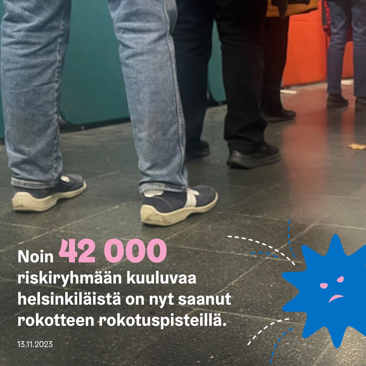 Noin 42 000 riskiryhmään kuuluvaa helsinkiläistä on nyt saanut rokotteen rokotuspisteillä. Ungefär 42 000 som tillhör riskgrupper har nu vaccinerats vid vaccinationspunkterna. Approximately 42 000 who belong to risk groups have now been vaccinated at the vaccination points.