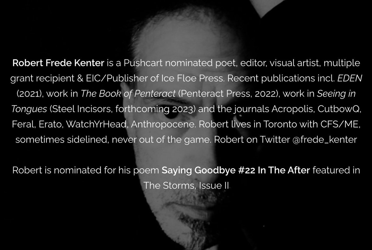 StormsJournal's tweet photo. ⚡️The 2nd of our 3 @PushcartPrize nominations ‘23 based on Issue II of 
The Storms journal of #poetry #prose and #visualart are 
⚡️@fionamkorourke 
⚡️@PoetBex 
⚡️@frede_kenter 

Download our 
Pushcart Prize noms ‘23 PDF at
https://t.co/Amuvpj3txl https://t.co/9JVAkYlOqj