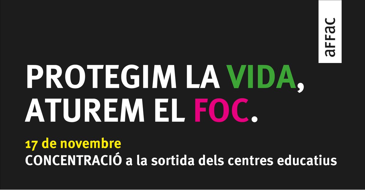 🔴 Des de l'aFFaC exigim un alto el foc immediat per protegir la vida de la població civil a Gaza, incloent els milers de nens i nenes víctimes dels bombardejos.

🗓️ Aquest divendres, 17 de novembre, ens concentrem a la sortida dels centres educatius per dir prou a les bombes!
