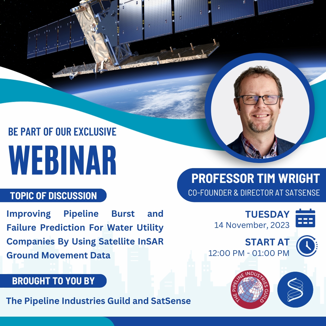 Last chance to register for our upcoming webinar with The Pipeline Industries Guild. The free webinar takes place on Tuesday, November 14 at 12 Noon GMT.

Sign up using the following link: pipeguild.com/civicrm/event/… 
#waterutility #water #pipelineindustry #waterinfrastructure #InSAR