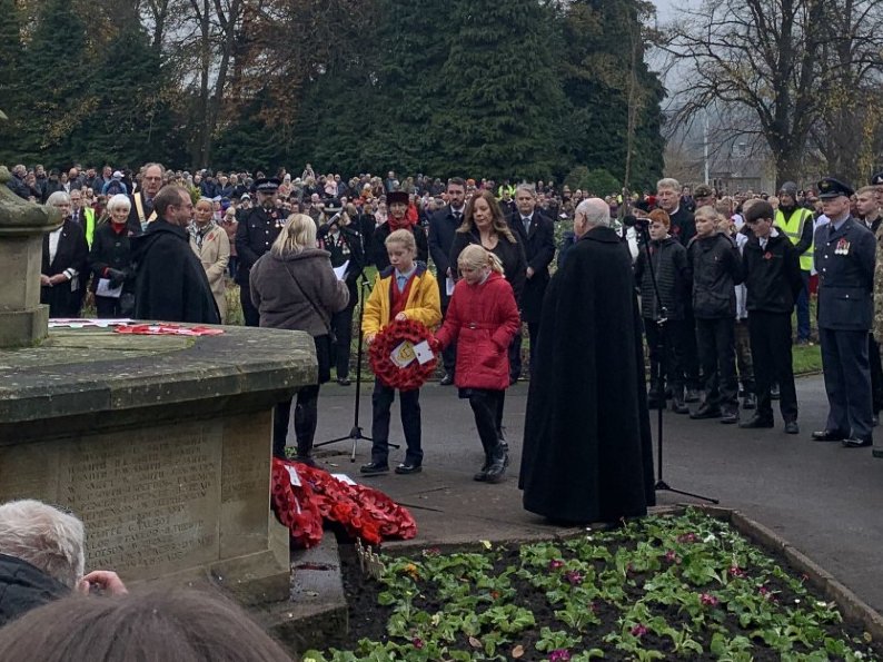 StJosephsBing's tweet photo. Thank you to our Faith Leaders for representing the school during the Bingley Remembrance Parade yesterday... a wonderful way to remember the fallen, those affected by conflict and those that continue to work to keep us safe today. @bcw_cat #lovecareshare https://t.co/NGcRKsU32C